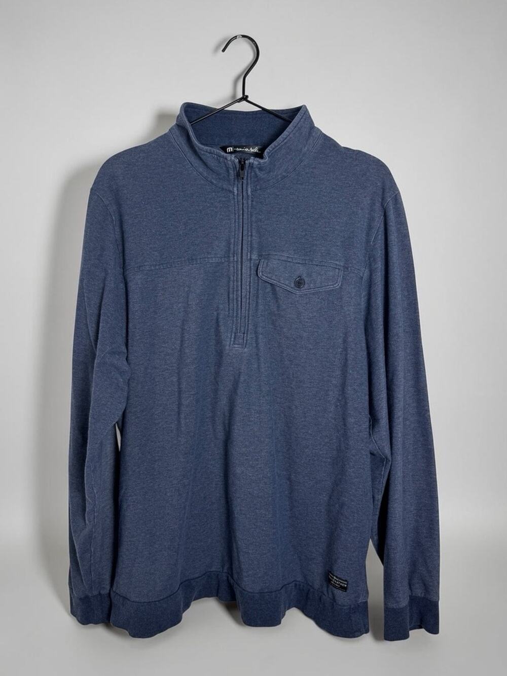 Travis Mathew Heather Blue Quarter Zip Pullover